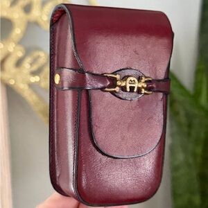 VTG 60s Rare Etienne Aigner Italian Burgundy Leather Cigarette Case